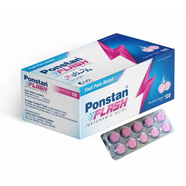 Ponstan Flash Dispersible Mixed Fruit Flavour Tablets 250mg (1 Box = 3 Strips) (1 Strip = 10 Tablets)