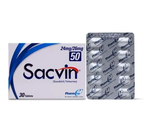 Sacvin Tablets 24mg/26mg (1 Box = 3 Strips) (1 Strip = 10 Tablets)